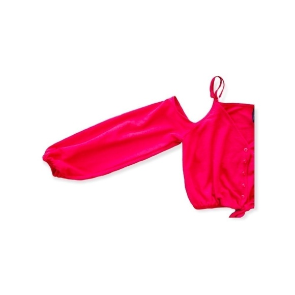 Divided H&M crop top long sleeve cold shoulder SMALL red - Picture 8 of 9